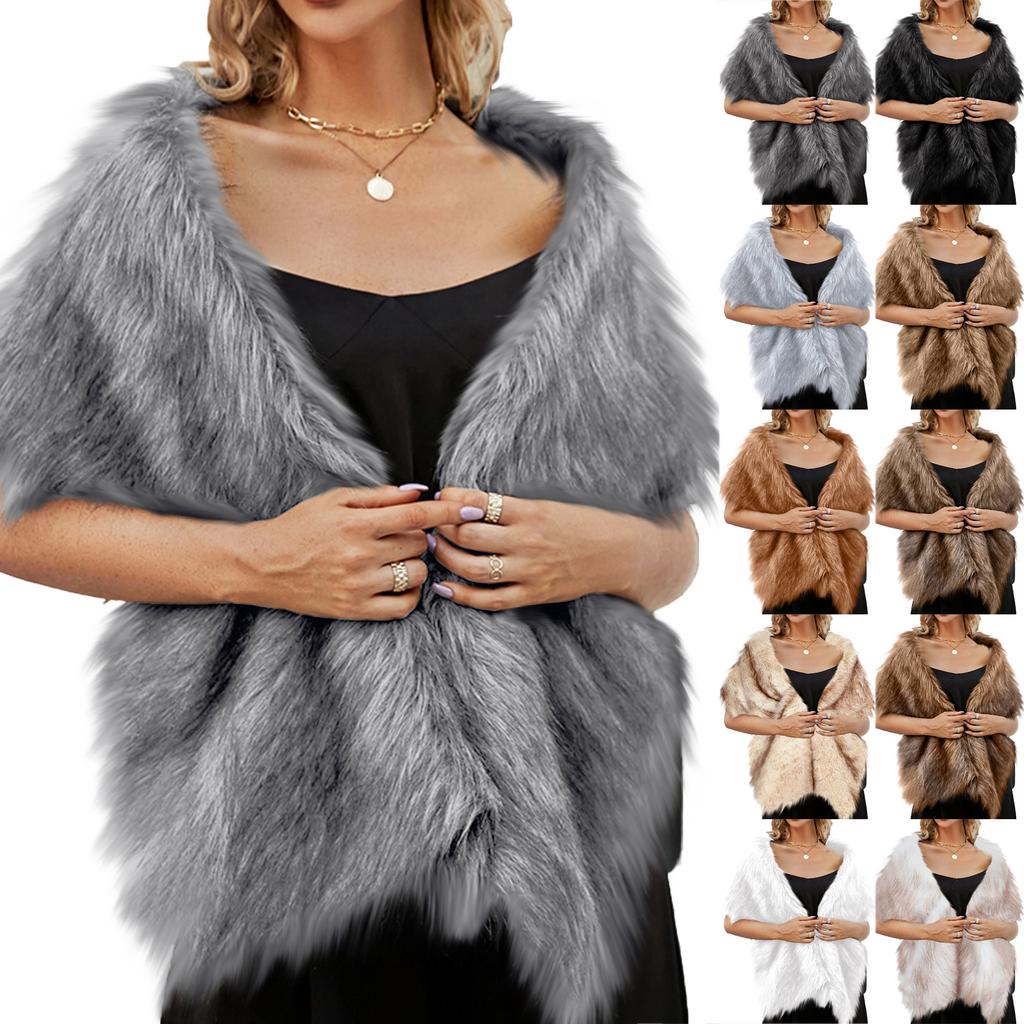 Женская зимняя мода Искусственный мех Шарф Шаль Пальто