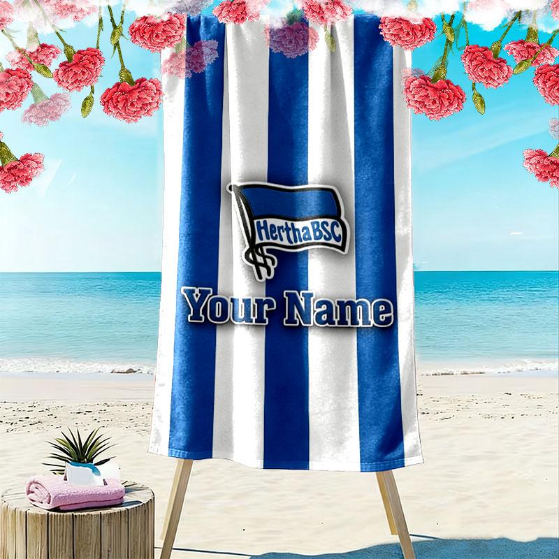 Hertha BSC Custom Name Print Beach Towel, Large Soft Quick Dry Towel for Beach Camping Swimming