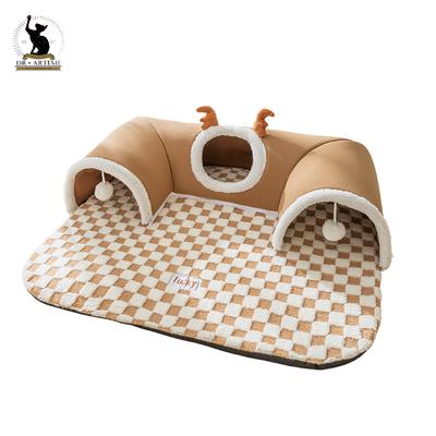 Осень Зима Туннель для кошек и лосей Play Sleep all-in-one Pet Cat Кролик Кровати Коврики Туннель