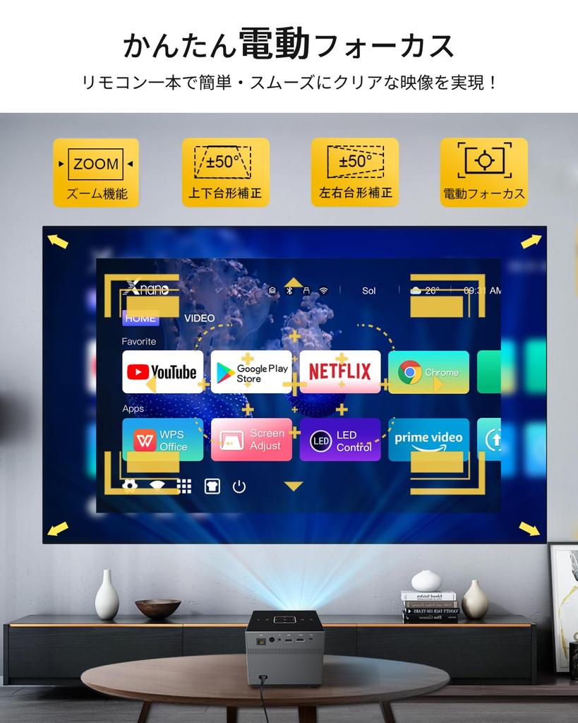 XNANO Home Electric 4K Home Equipped with RGB Light To Enhance the Equipped with 5G Bluetooth for Instant Home Theater Gray Projector, Small, Use,