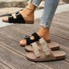 2024 Высокое Качество Женская Обувь Лето Новинка Однотонные Босоножки с Открытым Носком Женские Балетки Мода Большой Размер Римские Женские Шлепанцы