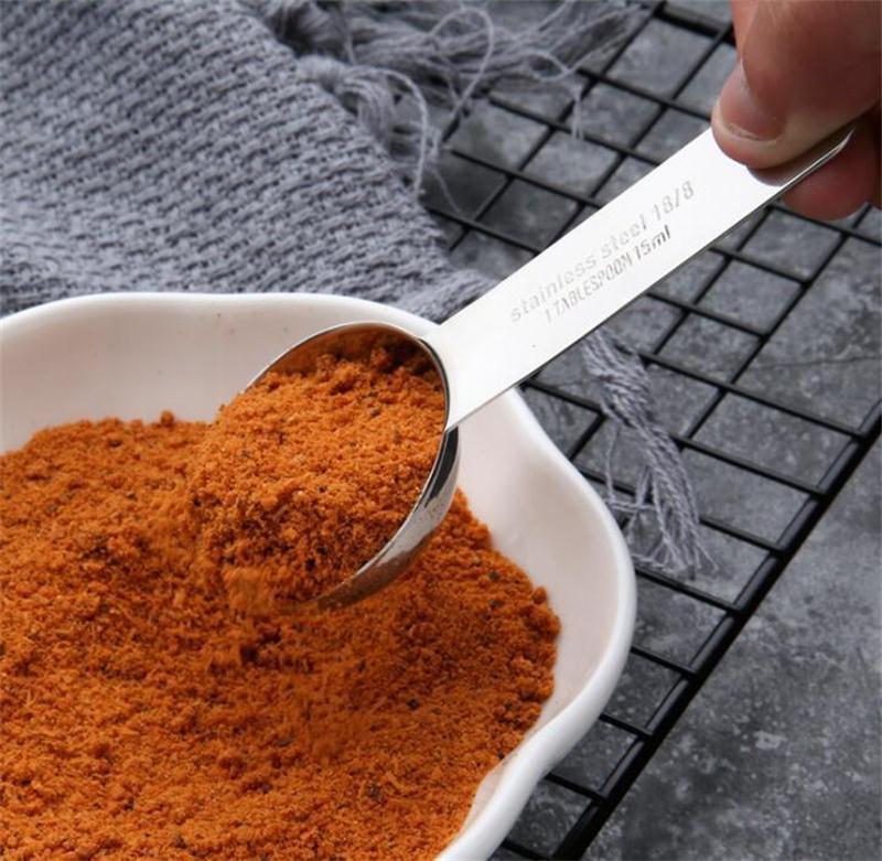 Набор мерных ложек из нержавеющей стали 304, цельный, с круглой ручкой, с крючком и шкалой для выпечки и кофе