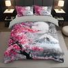 Comforter Cherry Tree Mountain Oil Painting Snow Scene Print Japan Minimalist Style Home Textiles Soft S