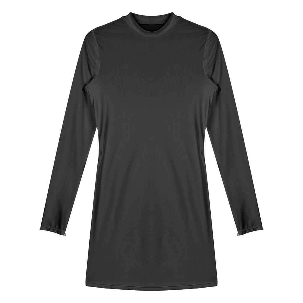 Женское глянцевое облегающее платье-карандаш с длинными рукавами, однотонное гладкое эластичное мини-платье для вечеринок