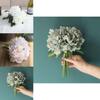 5 Heads Artificial Peony Silk Fake Flowers Hydrangea Bouquet For Elegant Wedding Party Decor**