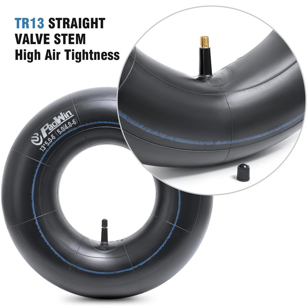 PaoWin Two Thick TR13 Hand Cart Suitable for Lawn Hand and 13x5.00-6 Tubes, Wall, Valve, 13x5.0-6 (5.0/4.0-6) Tubes, Mowers, Carts, Tillers, P-054
