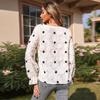 Модные и повседневные женские топы на весну с длинным рукавом и V-образным вырезом в горошек, белая рубашка