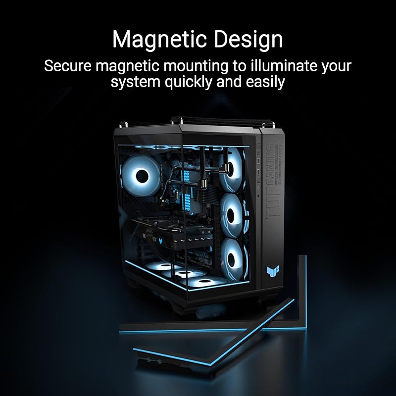 ASUS TUF Gaming ARGB Набор освещения для корпуса GT502 серии Horizon (черный) с 2x ARGB-рамками по внешнему краю, Яркой системной подсветкой, Легкая установка с