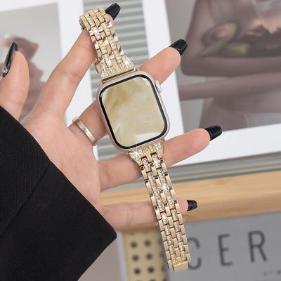Ремешок из алмазного металла для Apple Watch Series 10 46 мм женский браслет iWatch 49 мм 45 мм 41 мм 40 мм 44 мм 42 мм 38 мм ремешок на запястье ремень 9 8 7 6 se 5 4