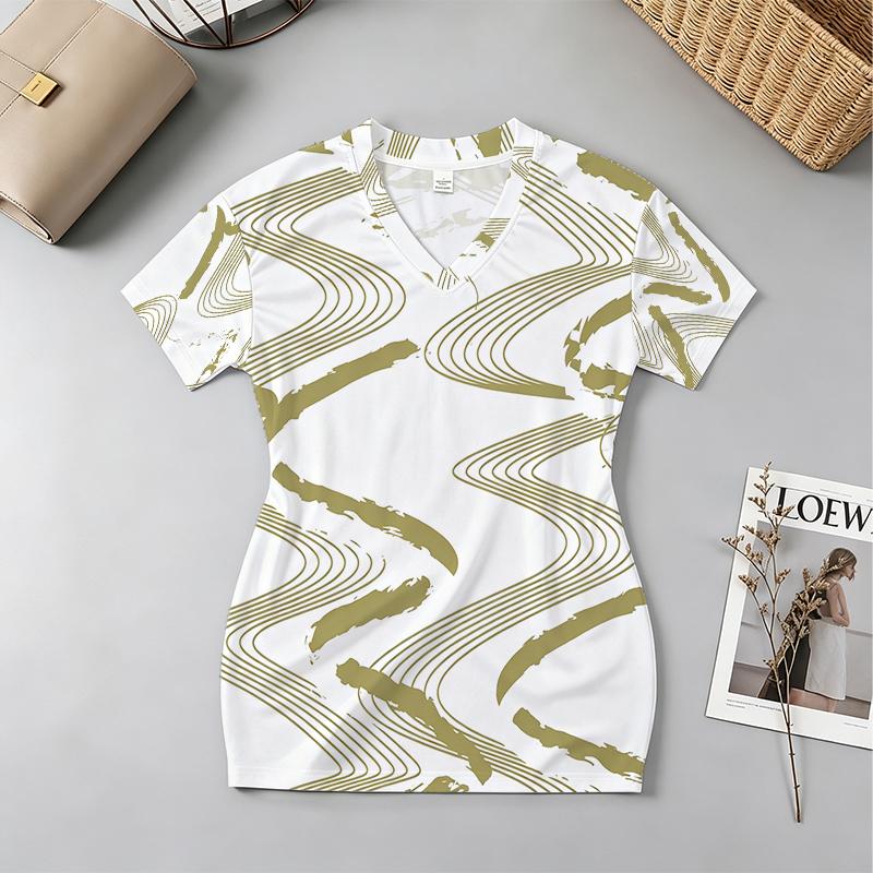 Women's V-Neck Short Sleeve Bodycon Mini Dress Slim Fit, Soft Comfortable Fabric, Ideal for Office, Daily & Casual Wear