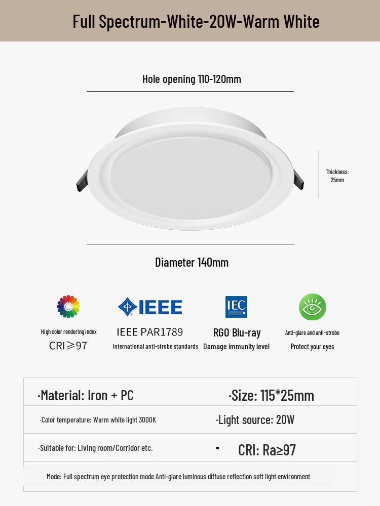Recessed Ceiling Downlight for Living Room, 5-Inch Cutout, Bullseye Design