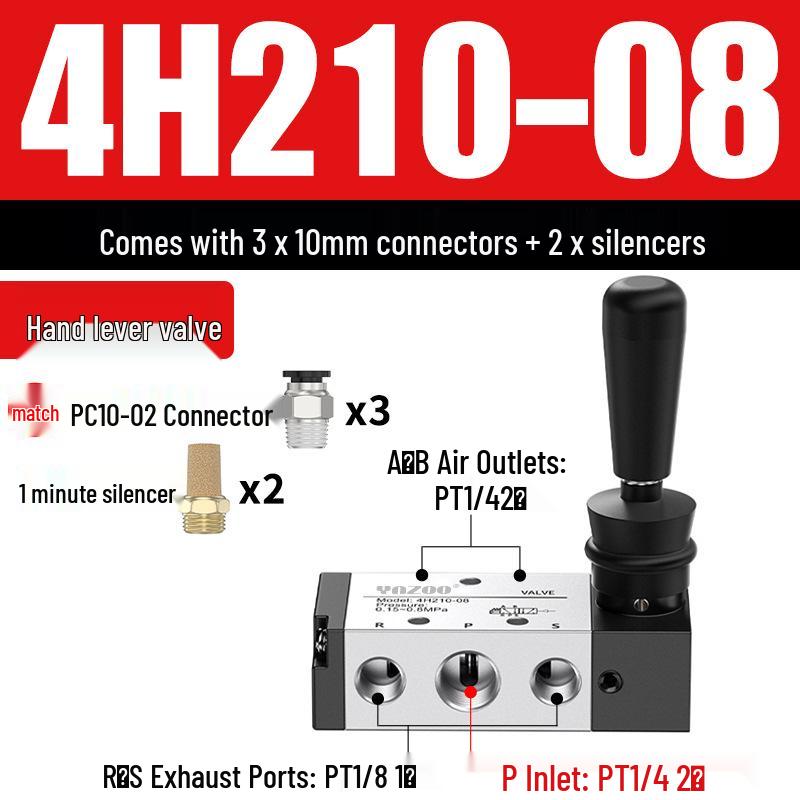 Pneumatic Hand Lever Valve 4R210 4H210-08, Cylinder Directional Control Valve 4H310 4R410, Manual Pneumatically-Controlled Valve.
