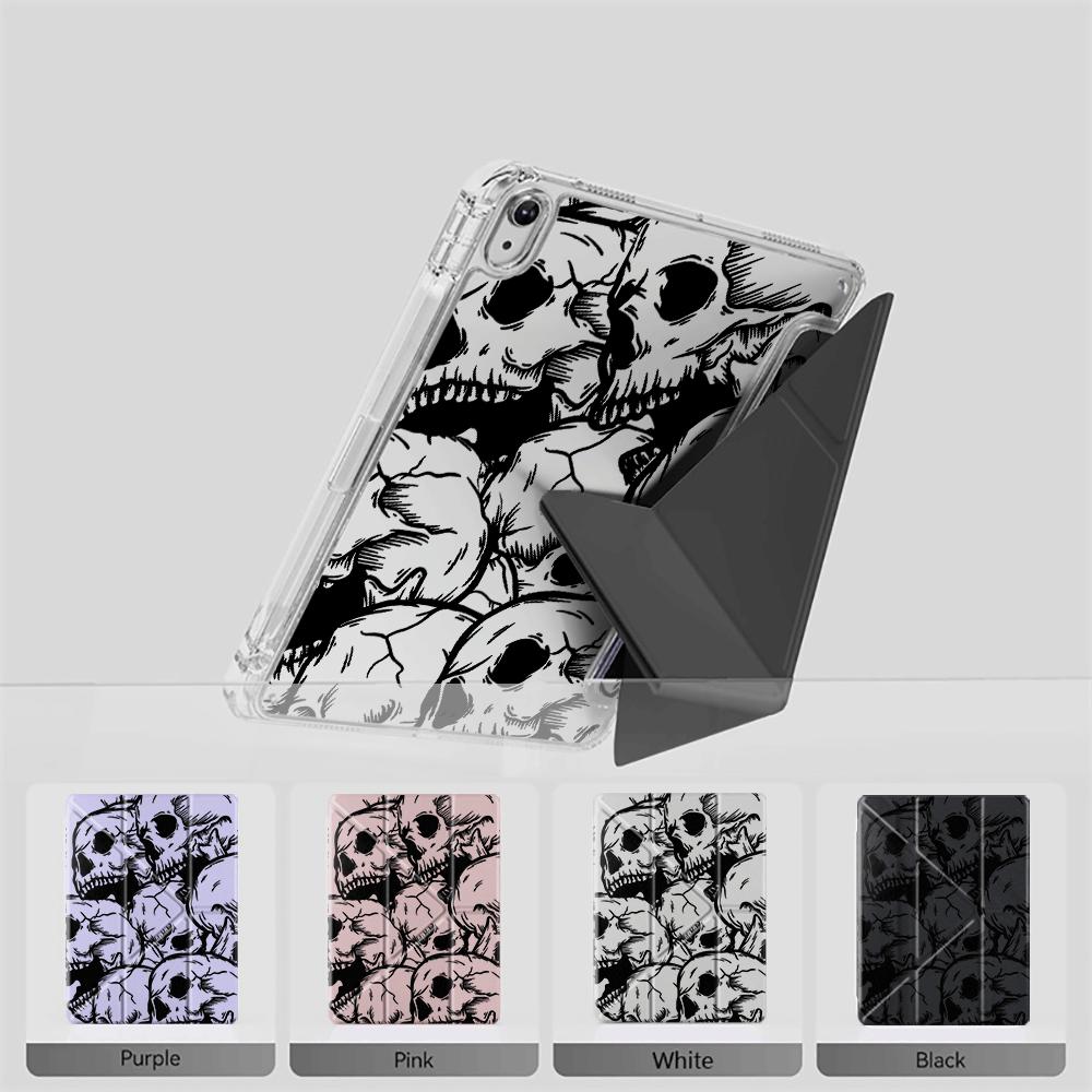 Креативная обложка-подставка Y-Fold с рисунком черепа для планшета iPad Mini 6 7 Air 4 5 M3 M2 1 2 M4 11 дюймов Pro 2025 Pro 11-го 10-го 9-го 8-го 7-го