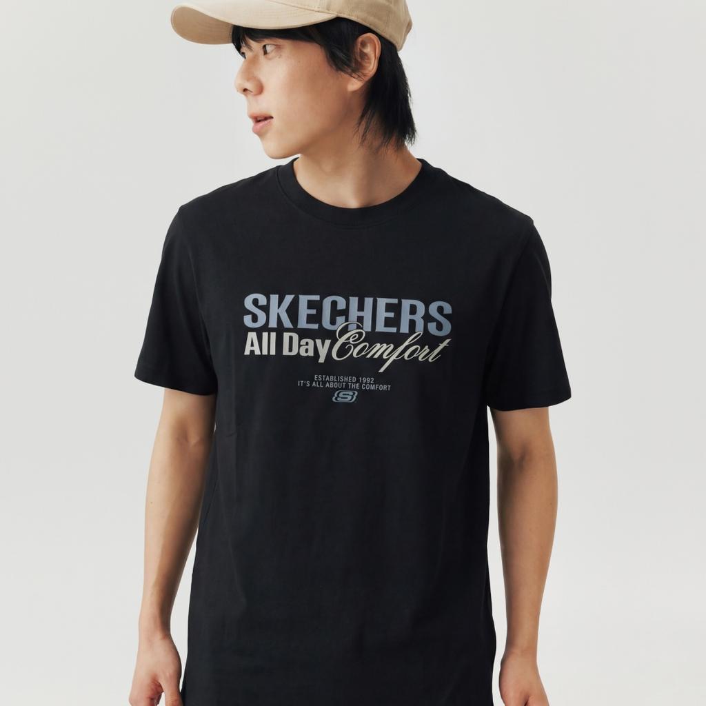 Skechers Дышащая однотонная футболка-свитер с круглым вырезом для мужчин L126M020-0018