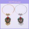 Geometric Ethnic Style Necklace Alloy Metal Heart Glass Pendant For Travel Gift
