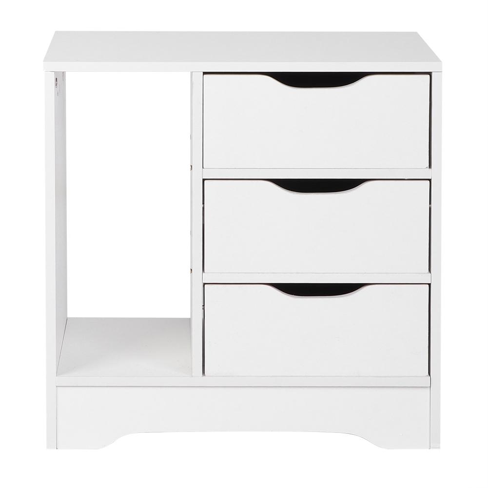 Modern Bedside Cabinet Chest Of 3 Drawer Bedroom Table Furniture (White)