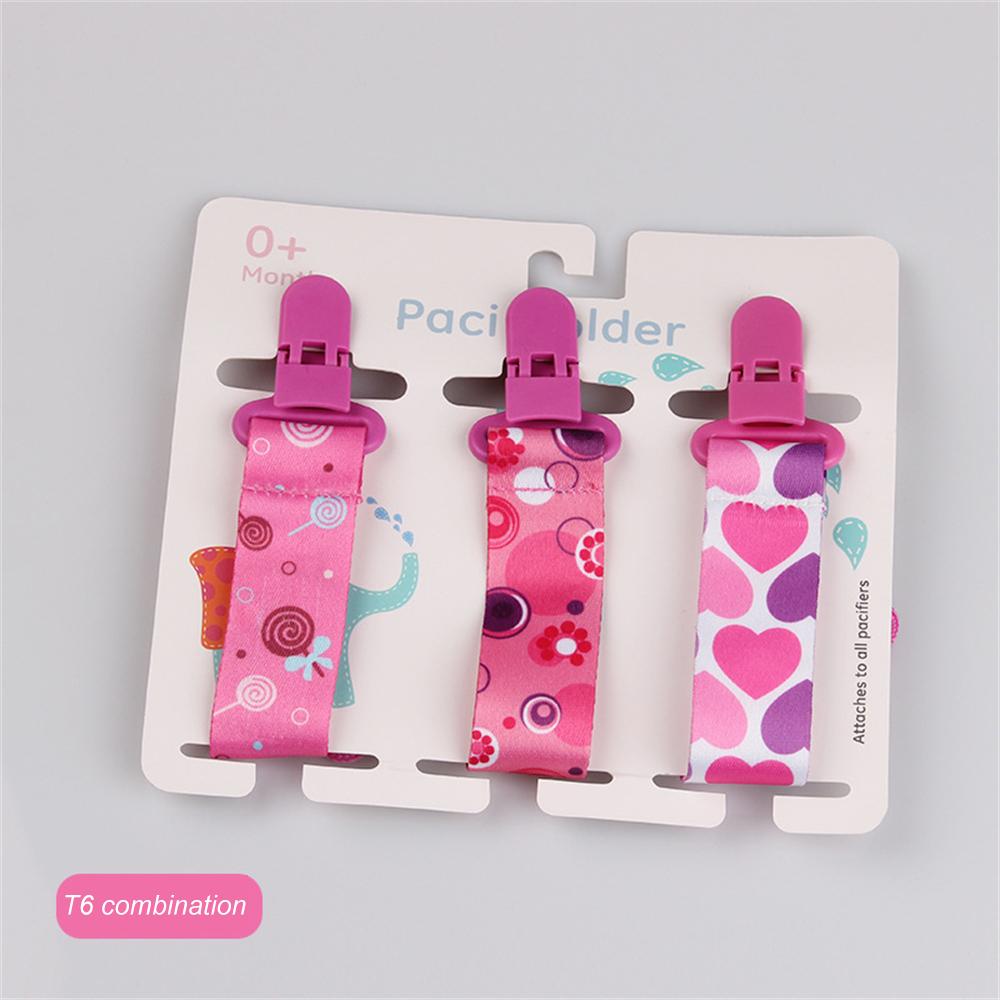 3Pcs/Pack Fixed Button Baby Pacifier Clips Chains Ribbon Dummy Soother Holder Chains Anti-drop Buckle Strap for Pacifier Baby Feeding Gift