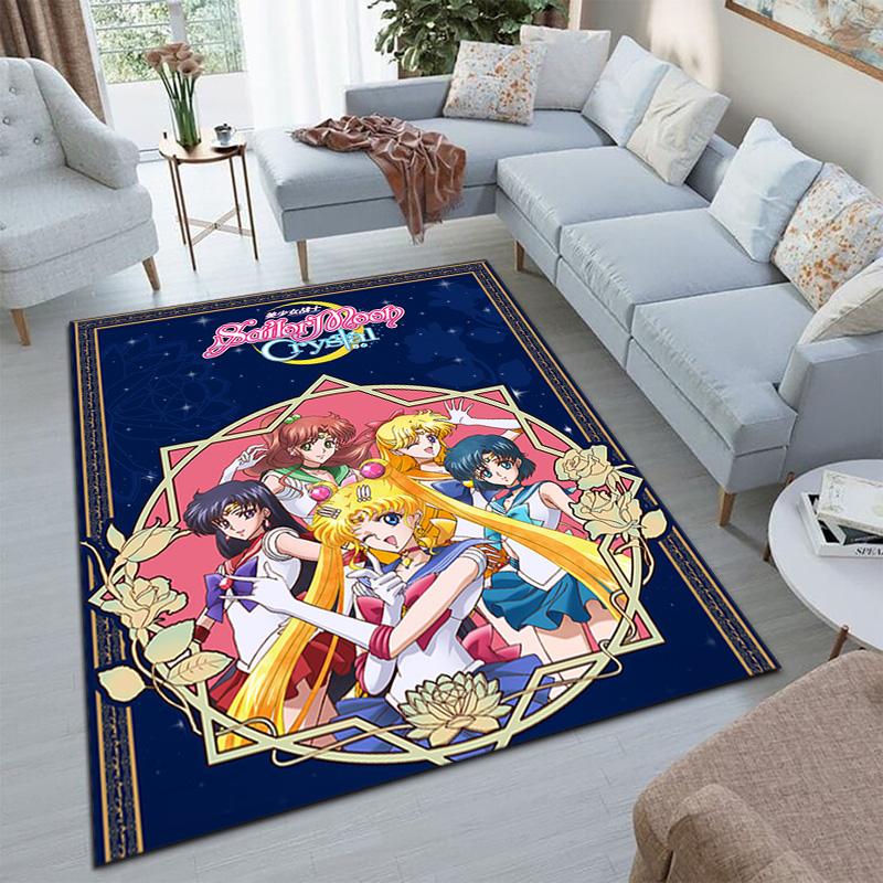 Cute cartoon theme Sailor Moon Tsukino Usagi cartoon rug Multifunctional household anti-slip decorative door mat, outdoor floor mat, and carpet Y7