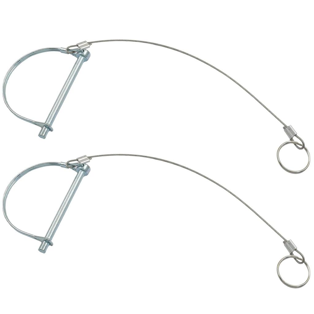Luomorgo Trailer Coupler Locking Pins, 2 Pack, 1/4" x 3.2" Hitch Pins | 6.3mm x 80mm, with Anti-Lost Rope Ring, For Farm, Lawn & Towing, Trucks &