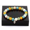 Stones and Minerals. Pink Opal + Aquamarine + Yellow Agate + Peridot Pearl Bracelet 8 Made In France.