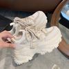 Authentic Leather Clunky Sneakers Women's Spring New Mesh Platform Platform Height Increasing Casual Sneaker Small Women's Shoes