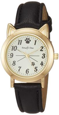 Аналоговые часы Amalfidia с водонепроницаемым кожаным ремешком Cat White Dial Black [Arias] WW20026A-159 женские