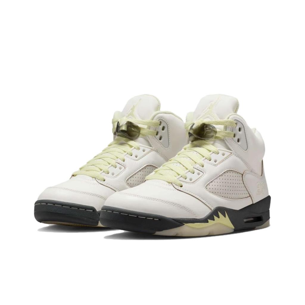 Женские кроссовки Air Jordan 5 Retro Luminous Green Кремовые Парусиновые Антрацитовые IM7592-130