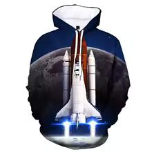 Fashion 3D Print Space Shuttle Hoodie Men Women Rocket Graphics Sweatshirt Long Sleeve Pullover Spring Autumn Kids Hoodies