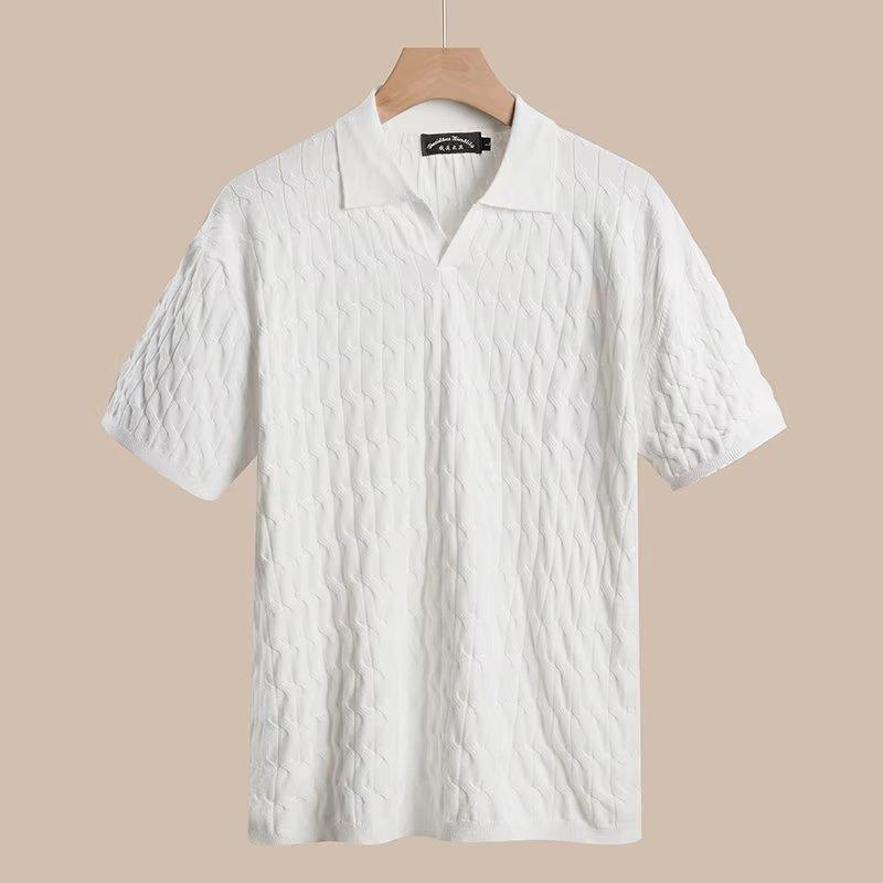 Мужская рубашка-поло из тонкого трикотажа Lightly Mature с короткими рукавами и лацканами, модная и простая.