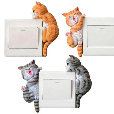 Наклейка на выключатель 2 шт. Наклейки с кошками 2D Съемная накладка на розетку Настенный декор Милый Декор для детской комнаты Дома Детской Сада Офиса Забавный Декор