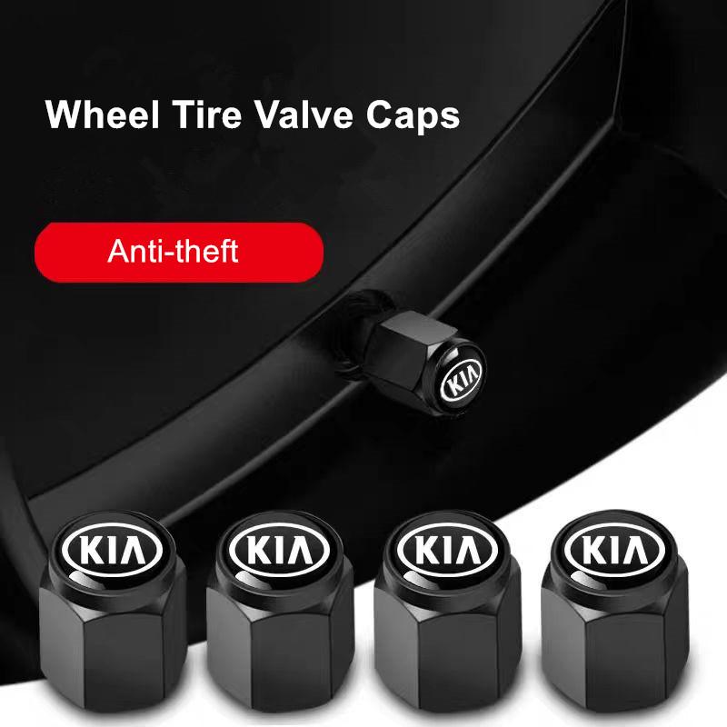 Set of 4 Metal Car Wheels Tire Valve Caps Stem Box Covers Car Accessories Styles for Kia Sportage Rio Ceed Picanto K5 K9 Sorento