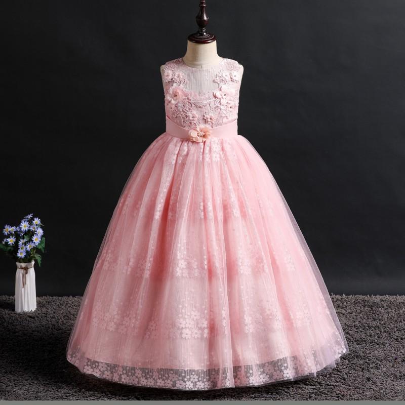 Girls Long Formal Dress Princess Gown Pageant Wedding Party Kids Prom