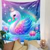 "Majestic Swan with Crown in Fantasy Scene" Patterned Tapestry Decorative Wall Hanging, Home Bedroom Living Room Decor