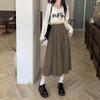 Длинная плиссированная юбка, женская винтажная корейская модная однотонная юбка трапециевидной формы с высокой талией, элегантная повседневная осенняя школьная юбка для девочек