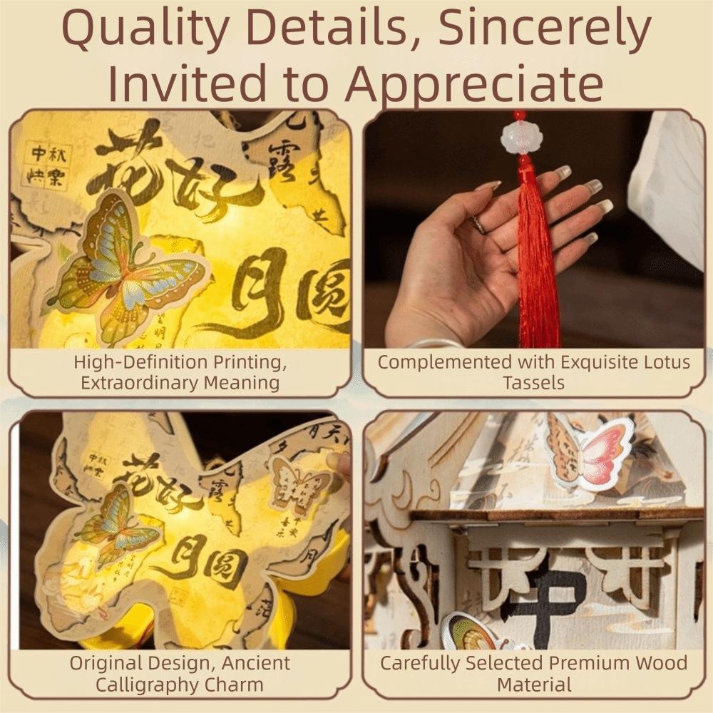 Cartoon Mid-Autumn Festival Lantern Wood Lantern DIY Material Package Party Decoration