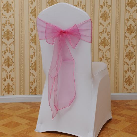 5Pcs Organza Chair Sashes Bright Color Silky Wedding Decoration Clear Chair Cover Back Ties Wedding Reception Event Decor