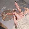 Photosensitive Discoloration Anti-Blue Light Glasses Women'S Large Frame Glasses Frame Anti-Blue Light Discoloration Finished Myopia Glasses