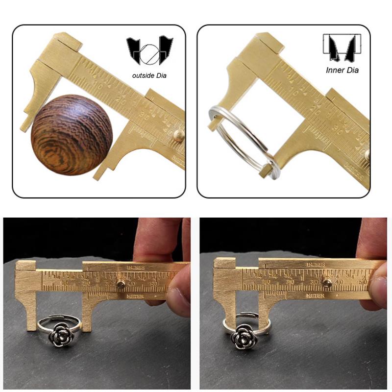 Мини-штанга-калибр с нониусом, латунная метрическая система, дюймовая, мм, дюймовая, маленькая портальная линейка, измерительный инструмент, штангенциркуль, калибр для медных изделий, ремесло своими руками