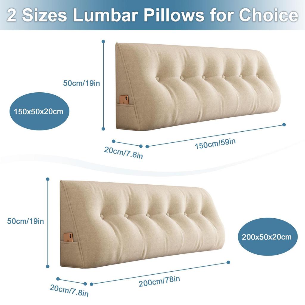 Подушка-клин для изголовья, подушка-валик для изголовья со съемным чехлом, подушки для тахты, двухъярусной кровати для сидения, чтения или работы в постели