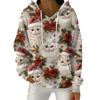 Женский модный повседневный пуловер с рождественским принтом, толстовка с капюшоном и длинными рукавами