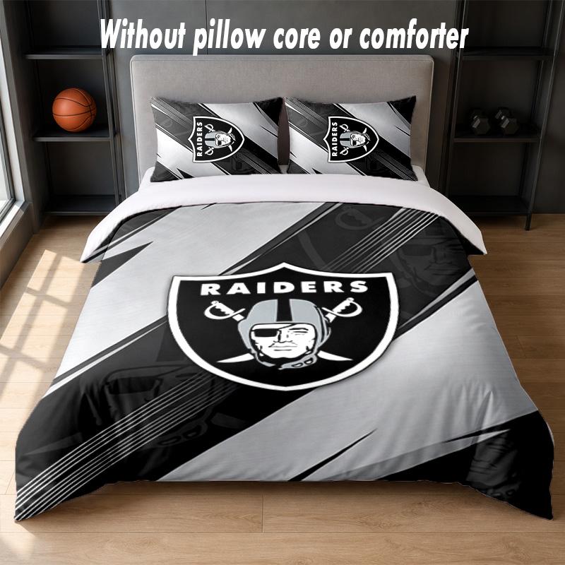 Las Vegas Raiders Design Bed Bedding Set 1 Duvet Cover + 2 Pillowcases Soft Breathable Household Bed Linens