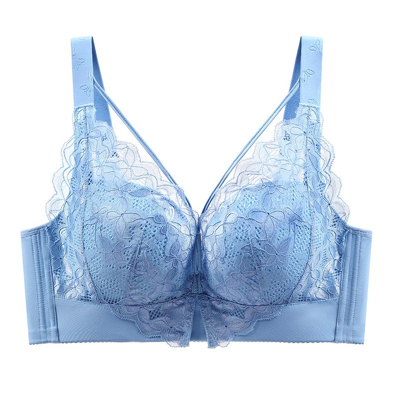 New Large Size Thin Full Cup Underwear Women's No Steel Ring Gathered Adjustable Bra Sexy Lace Collection Bra