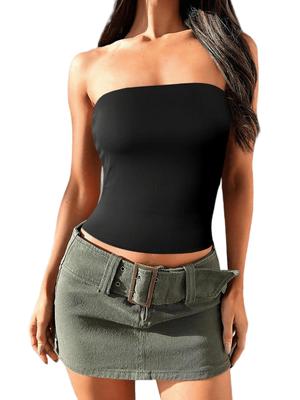Женский strapless tube top, эластичный, Y2K, клубная одежда, базовая майка-топ