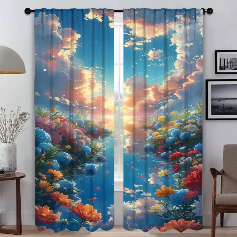 Летние кухонные занавески для перегородок, затемняющие шторы для камеры, 2 шт., занавески для окон, украшение на Хэллоуин, тюль для спальни