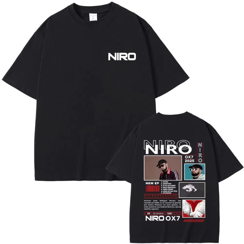 Men Women Rapper Niro OX7 Album Pattern Printed T-shirt Hip-hop Fashion Pop Music Casual Cotton Short Sleeved Street Wear