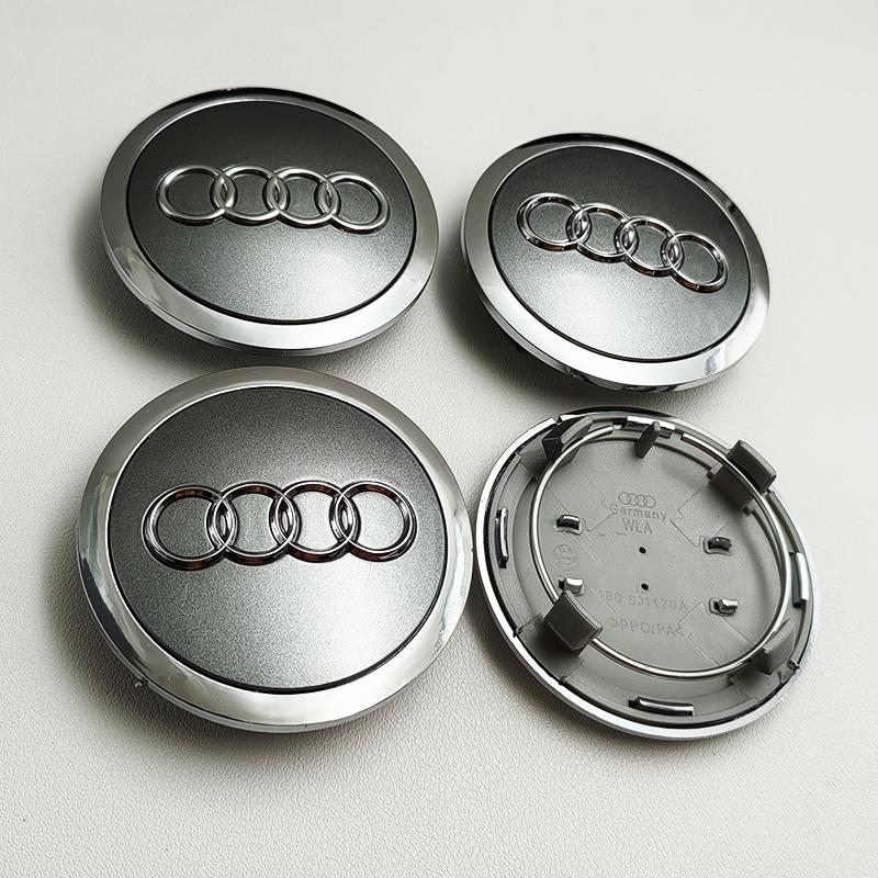 2026 Hot 4pcs 69mm Black Grey Car Badge Wheel Center Hub Cap Rim Caps For Audi Emblem 4B0601170A A3 A4 A6 Q3 Q5 Q7 A5 A7 Q2 Accessories
