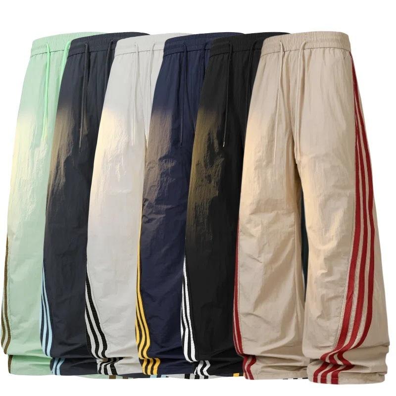 Тонкие брюки с американскими боковыми полосками, быстросохнущие, мужские и женские широкие повседневные брюки