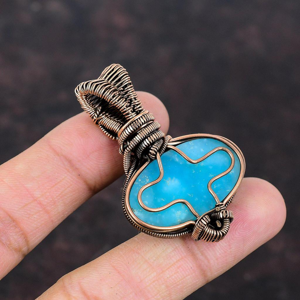 Подвеска из драгоценного камня Smithsonite, подвеска из медной проволоки, радужная бижутерия из лунного камня, подвеска ручной работы, обмотанная медной проволокой, подарок для женщин