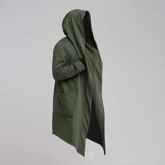 Мужское пальто большого размера с капюшоном, сплошной цветной кардиган, тренчкот на осень