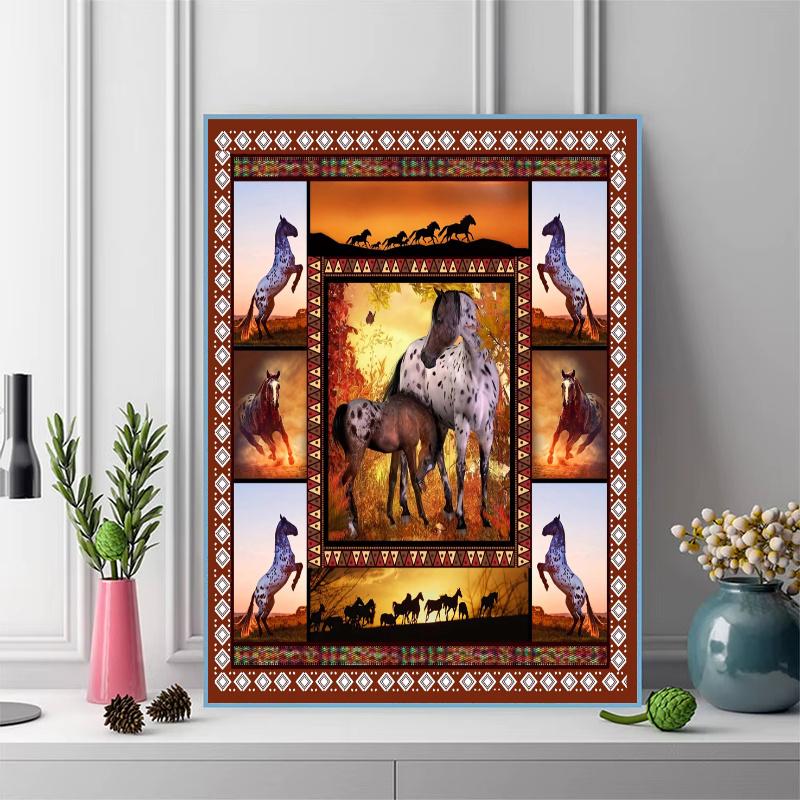 Horse Puzzle 100% Round Full Drill 5D DIY Diamond Painting Embroidery Cross Stitch Rhinestone Décor